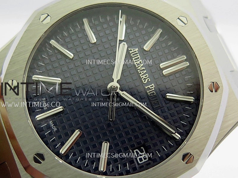Royal Oak 41mm 15510 Free Sprung SS APSF 1:1 Best Edition Blue Textured Dial On SS Bracelet Super Clone A4302