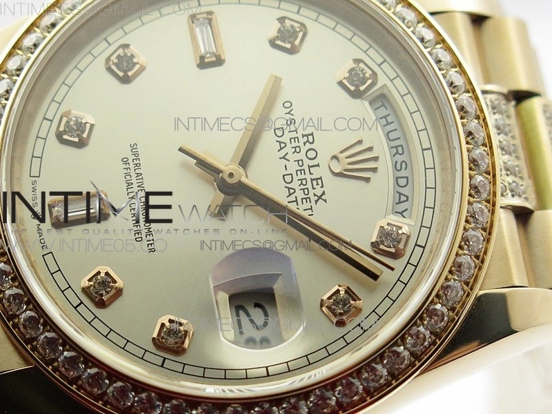 Day-Date 36 128235 RG Crystal BP Best Edition Silver Crystal Marker Dial on RG President Bracelet A2836