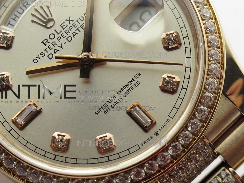 Day-Date 36 128235 RG Crystal BP Best Edition Silver Crystal Marker Dial on RG President Bracelet A2836