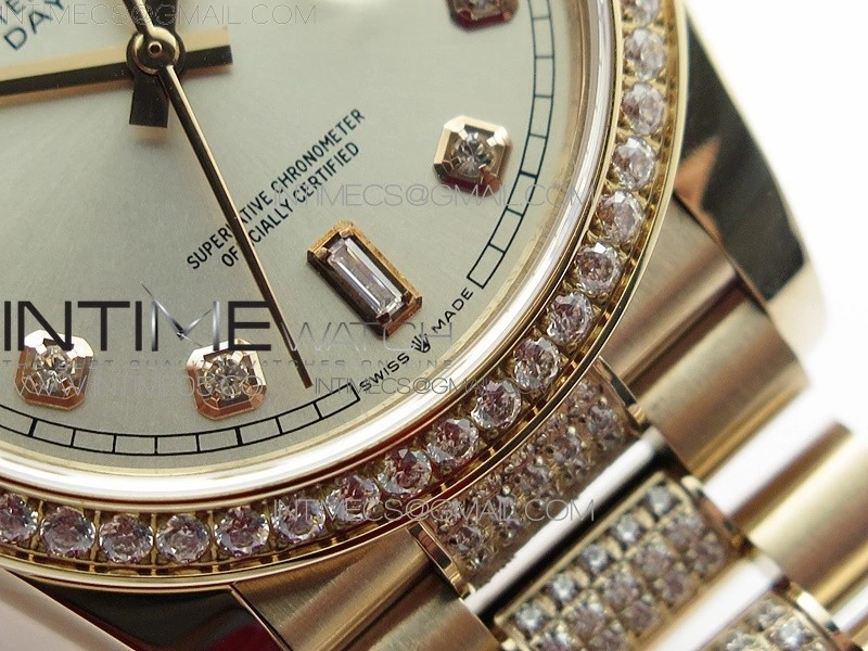 Day-Date 36 128235 RG Crystal BP Best Edition Silver Crystal Marker Dial on RG President Bracelet A2836