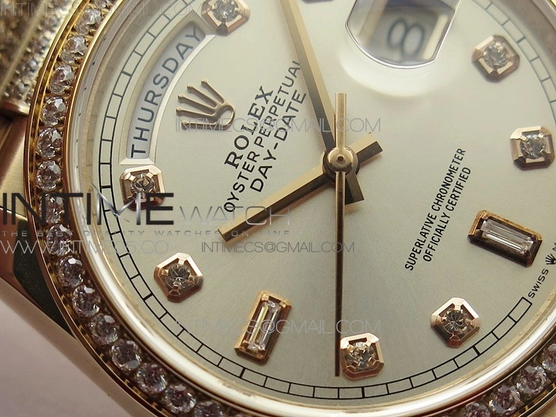 Day-Date 36 128235 RG Crystal BP Best Edition Silver Crystal Marker Dial on RG President Bracelet A2836