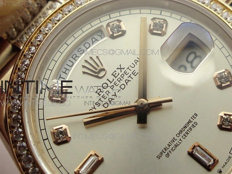 Day-Date 36 128235 RG Crystal BP Best Edition Silver Crystal Marker Dial on RG President Bracelet A2836