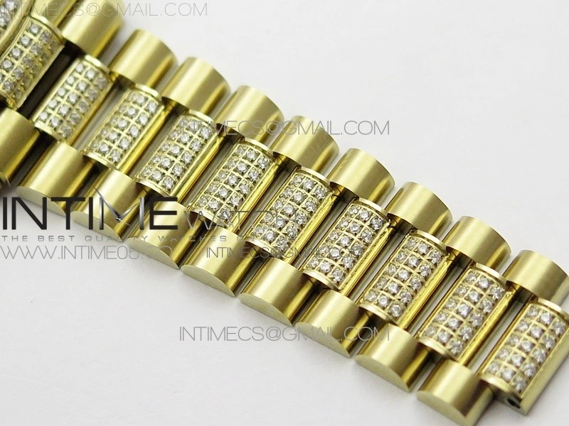 Day-Date 36 128235 YG Crystal BP Best Edition Silver Crystal Marker Dial on YG President Bracelet A2836