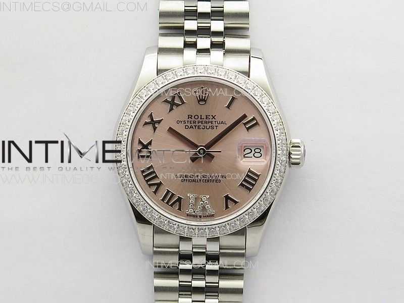 DateJust 31mm 178271 SS Crystal Bezel APSF Best Edition Pink Dial Roman Markers on Jubilee Bracelet A2824