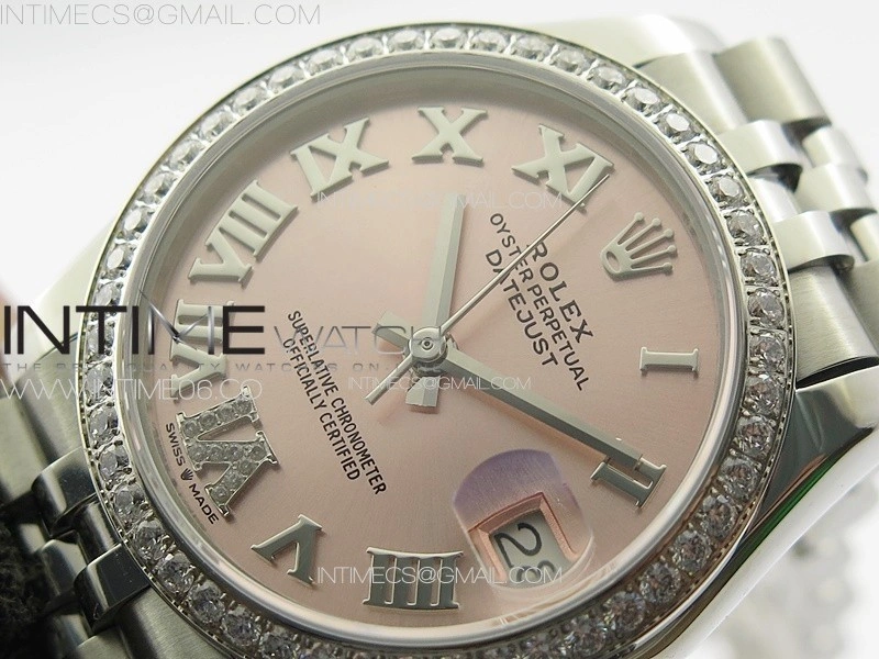 DateJust 31mm 178271 SS Crystal Bezel APSF Best Edition Pink Dial Roman Markers on Jubilee Bracelet A2824