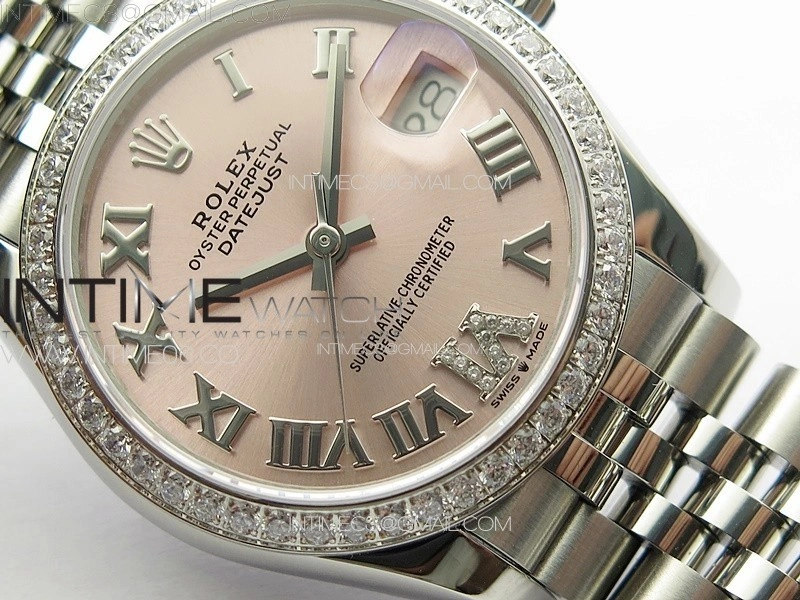 DateJust 31mm 178271 SS Crystal Bezel APSF Best Edition Pink Dial Roman Markers on Jubilee Bracelet A2824