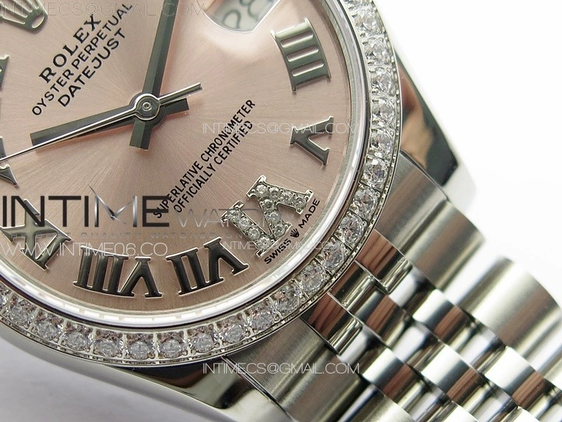 DateJust 31mm 178271 SS Crystal Bezel APSF Best Edition Pink Dial Roman Markers on Jubilee Bracelet A2824