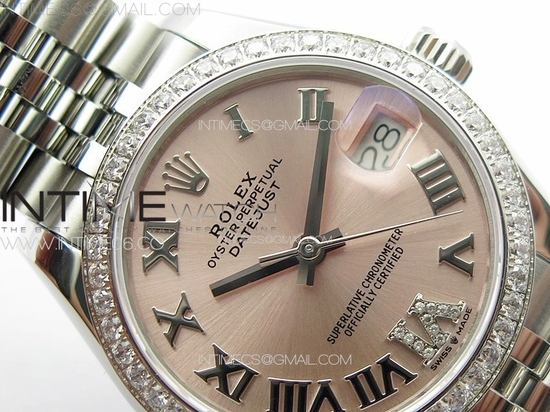 DateJust 31mm 178271 SS Crystal Bezel APSF Best Edition Pink Dial Roman Markers on Jubilee Bracelet A2824