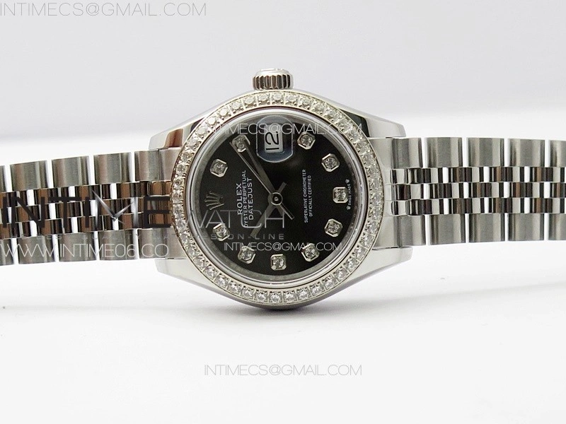 Datejust 28mm 279179 SS Crystals APSF Best Edition Gray Dial Crystals Markers on SS Jubilee Bracelet NH05