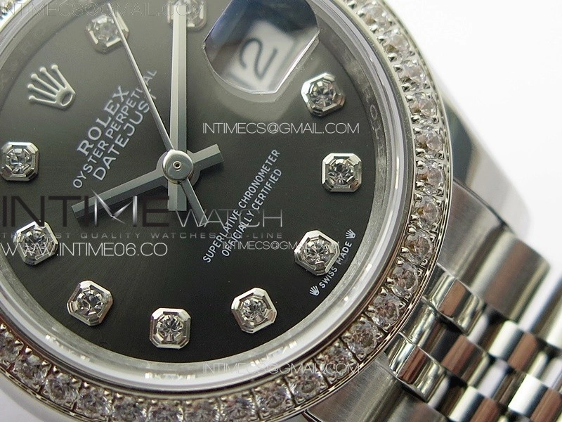 Datejust 28mm 279179 SS Crystals APSF Best Edition Gray Dial Crystals Markers on SS Jubilee Bracelet NH05