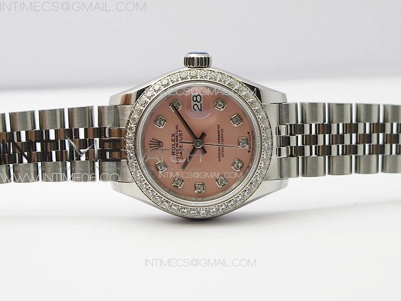 Datejust 28mm 279179 SS Crystals APSF Best Edition Pink Dial Crystals Markers on SS Jubilee Bracelet NH05