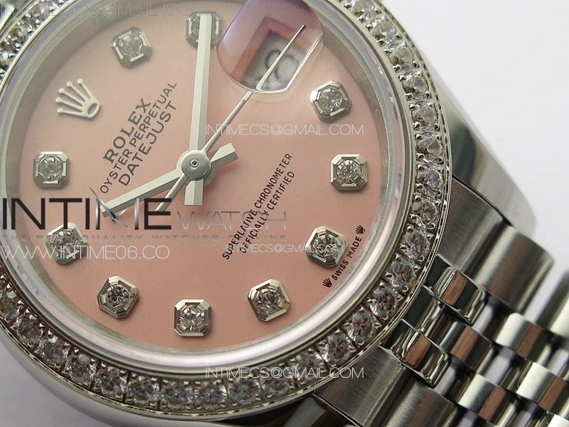 Datejust 28mm 279179 SS Crystals APSF Best Edition Pink Dial Crystals Markers on SS Jubilee Bracelet NH05