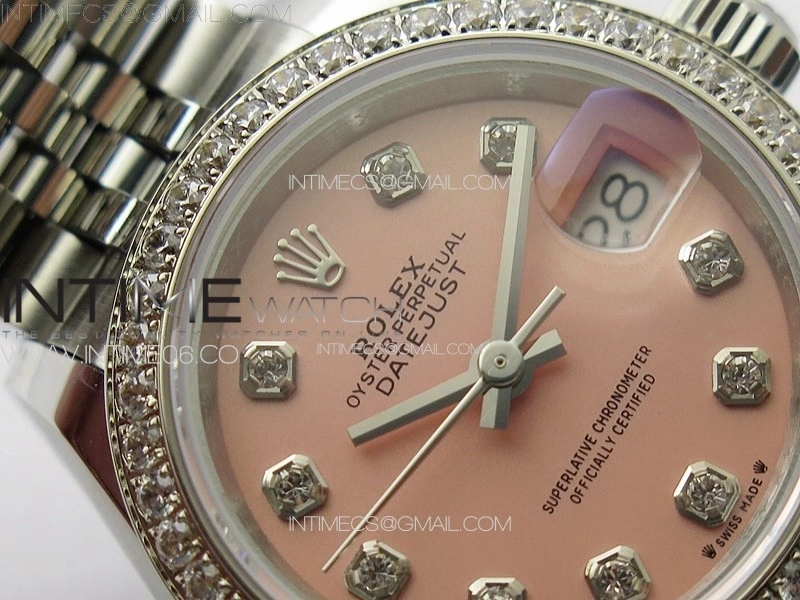 Datejust 28mm 279179 SS Crystals APSF Best Edition Pink Dial Crystals Markers on SS Jubilee Bracelet NH05