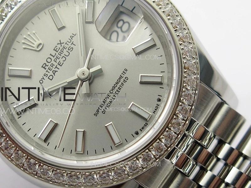 Datejust 28mm 279179 SS Crystals APSF Best Edition Silver Dial Sticks Markers on SS Jubilee Bracelet NH05