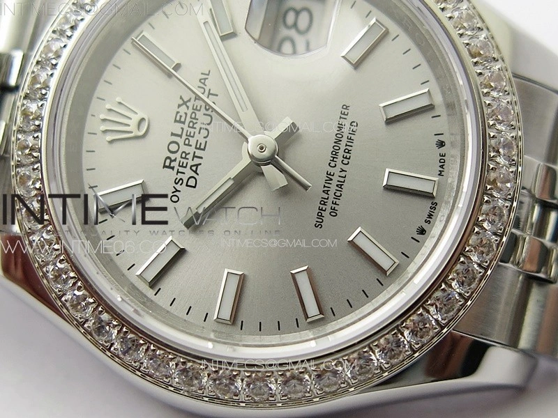 Datejust 28mm 279179 SS Crystals APSF Best Edition Silver Dial Sticks Markers on SS Jubilee Bracelet NH05