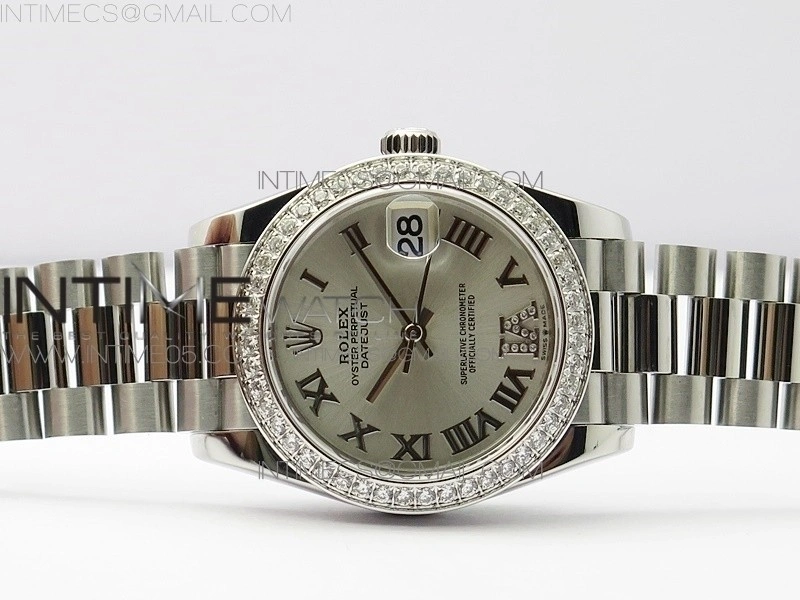Datejust 31mm 278275 SS Crystals bezel BP Best Edition Silver Roman Markers Dial on SS President Bracelet