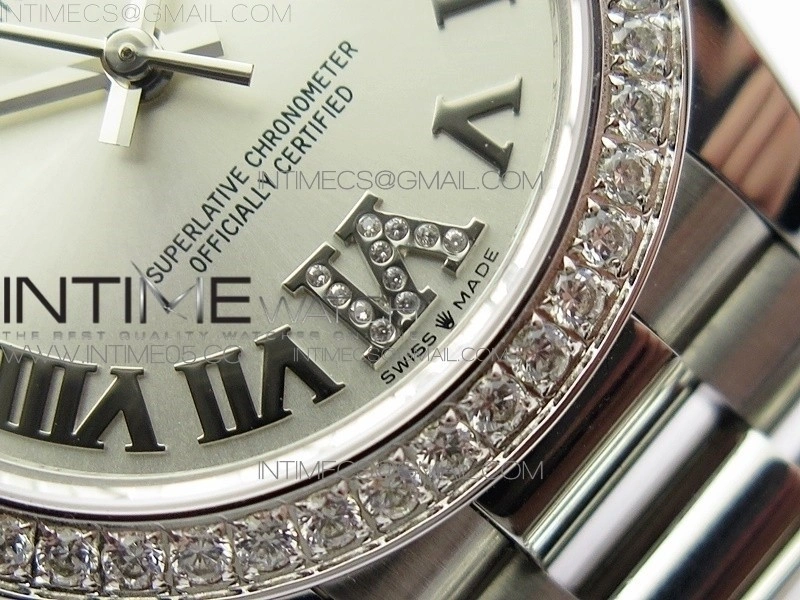Datejust 31mm 278275 SS Crystals bezel BP Best Edition Silver Roman Markers Dial on SS President Bracelet