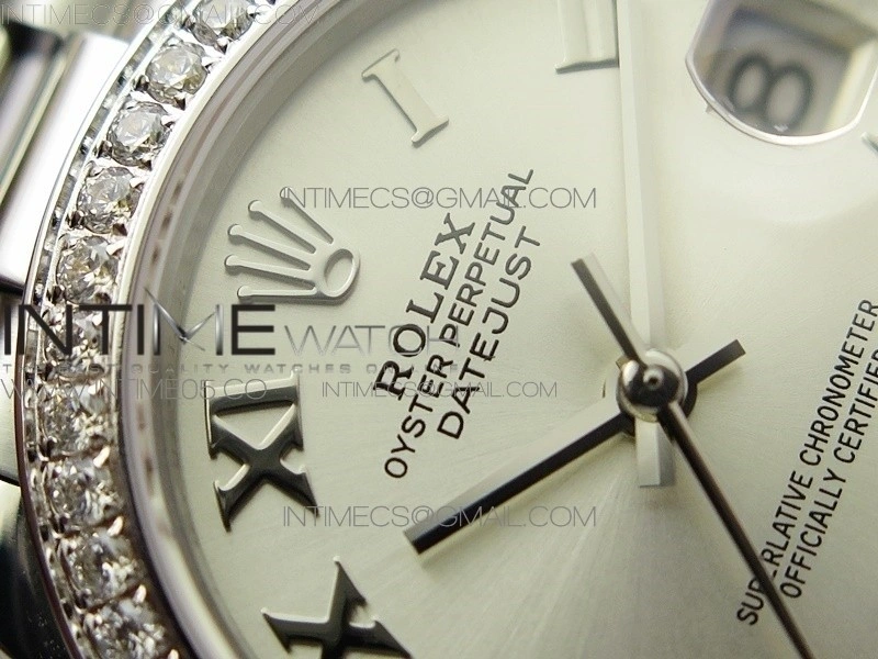 Datejust 31mm 278275 SS Crystals bezel BP Best Edition Silver Roman Markers Dial on SS President Bracelet