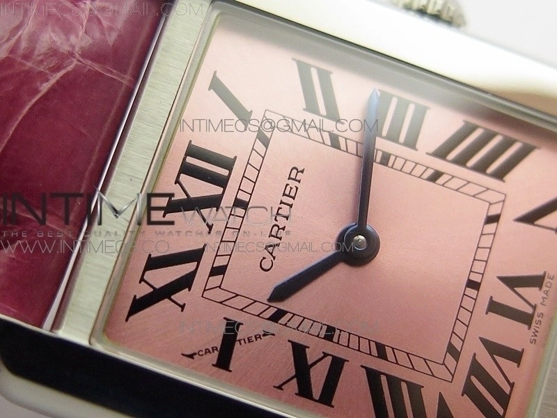 Tank Solo Ladies 25mm SS K11 1:1 Best Edition Pink Dial on Pink Croco Leather Strap Ronda Quartz
