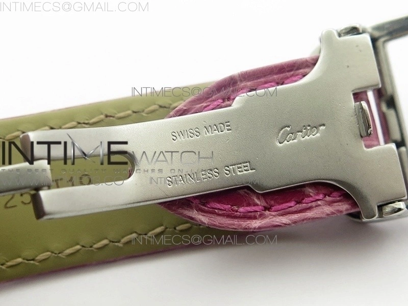 Tank Solo Ladies 25mm SS K11 1:1 Best Edition Pink Dial on Pink Croco Leather Strap Ronda Quartz