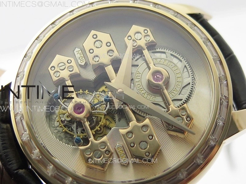 GP Bridges 41mm Tourbillon RG T Crystal YSF Best Edition White Dial on Black Leather Strap