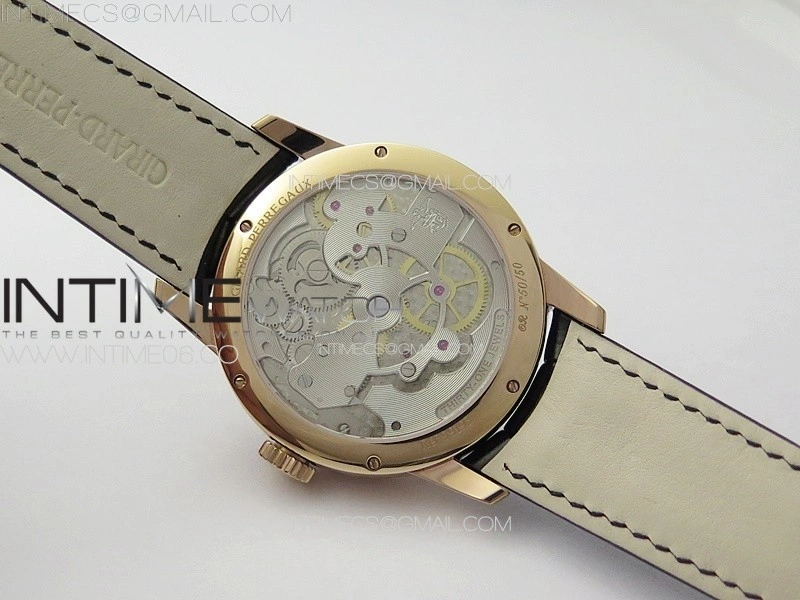 GP Bridges 41mm Tourbillon RG T Crystal YSF Best Edition White Dial on Black Leather Strap