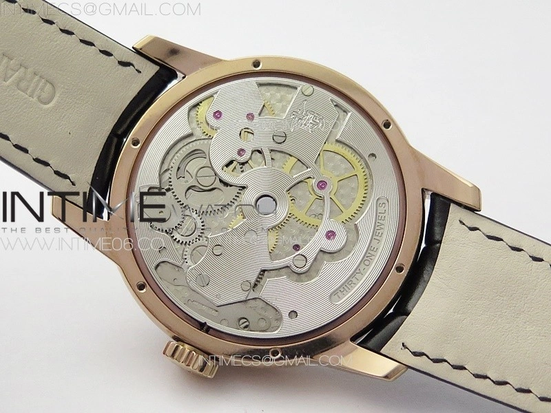 GP Bridges 41mm Tourbillon RG T Crystal YSF Best Edition White Dial on Black Leather Strap