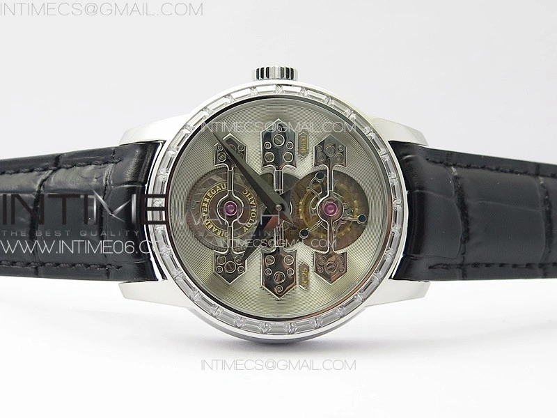 GP Bridges 41mm Tourbillon SS T Crystal YSF Best Edition White Dial on Black Leather Strap
