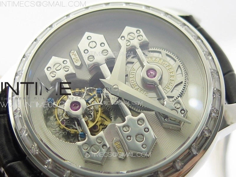 GP Bridges 41mm Tourbillon SS T Crystal YSF Best Edition White Dial on Black Leather Strap