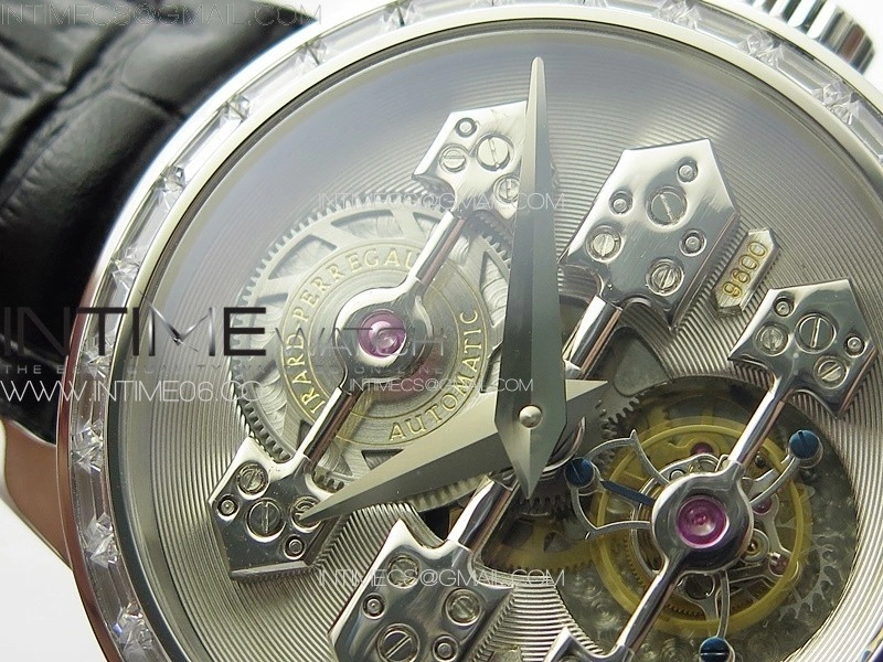 GP Bridges 41mm Tourbillon SS T Crystal YSF Best Edition White Dial on Black Leather Strap