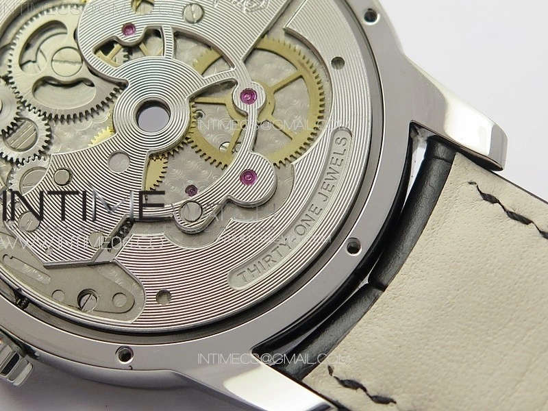 GP Bridges 41mm Tourbillon SS T Crystal YSF Best Edition White Dial on Black Leather Strap