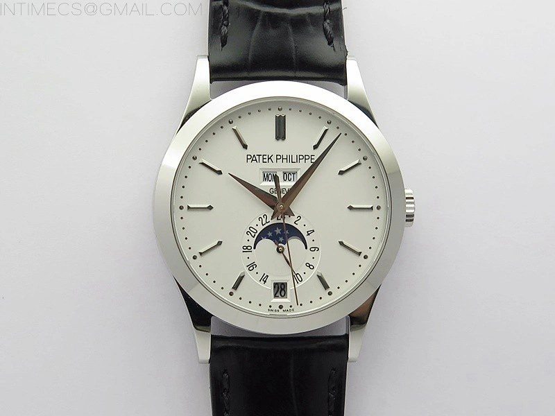 Annual Calendar Complications 5396 SS GRF Best Edition White Dial Sticks Markers on Black leather strap A324