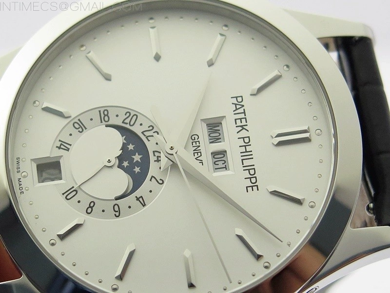Annual Calendar Complications 5396 SS GRF Best Edition White Dial Sticks Markers on Black leather strap A324