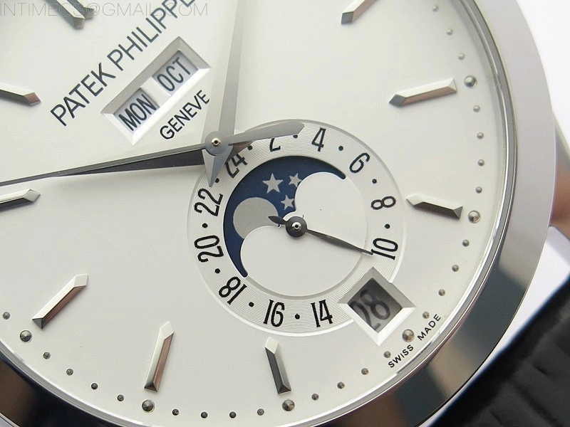 Annual Calendar Complications 5396 SS GRF Best Edition White Dial Sticks Markers on Black leather strap A324