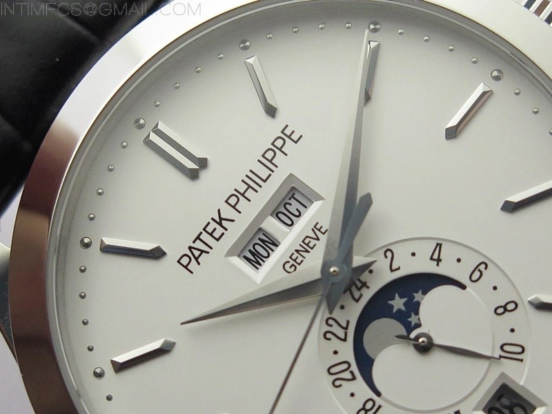 Annual Calendar Complications 5396 SS GRF Best Edition White Dial Sticks Markers on Black leather strap A324