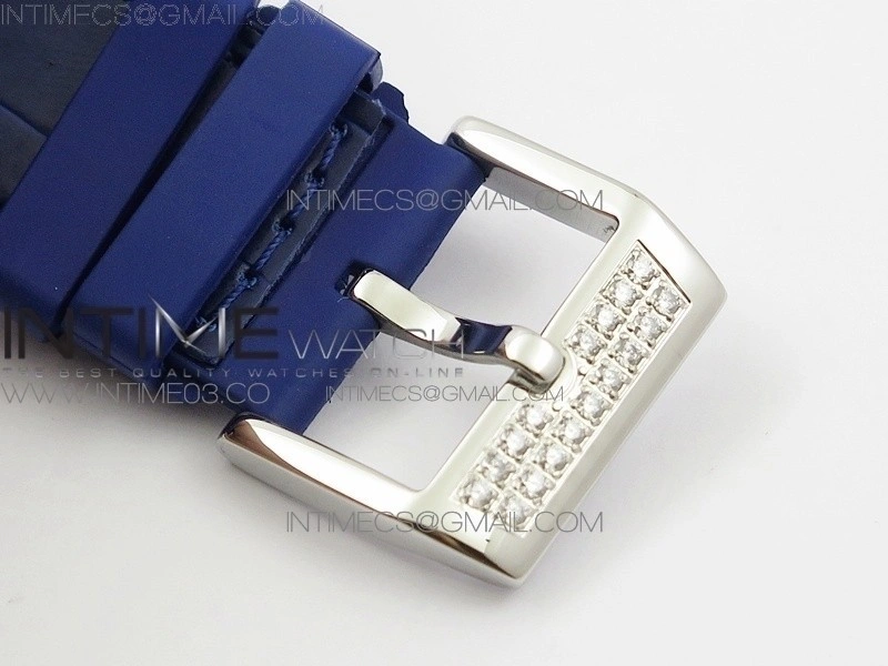 Vanguard V45 SS Full Diamonds ABF Best Edition Blue Textured Dial Diamonds Markers on Blue Gummy Strap A2824