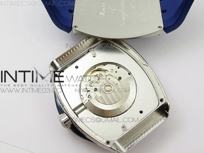 Vanguard V45 SS Full Diamonds ABF Best Edition Blue Textured Dial Diamonds Markers on Blue Gummy Strap A2824
