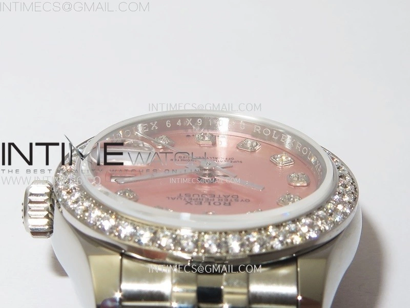 Datejust 28mm 279179 SS Crystals Bezel APSF Best Edition Pink Dial Crystals Markers on SS Jubilee Bracelet NH05