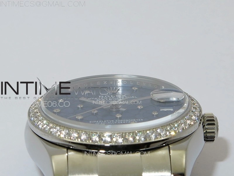 DateJust 31mm 72610 Crystals Bezel SS APSF Best Edition Blue Flowers Crystals Dial on Oyster Bracelet A2824