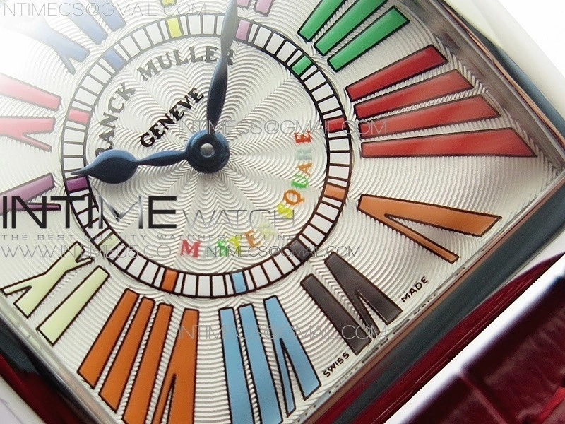 Master Square SS Ladies ZF 1:1 Best Edition White Colorful Roman Dial on Red Leather Strap Ronda Quartz