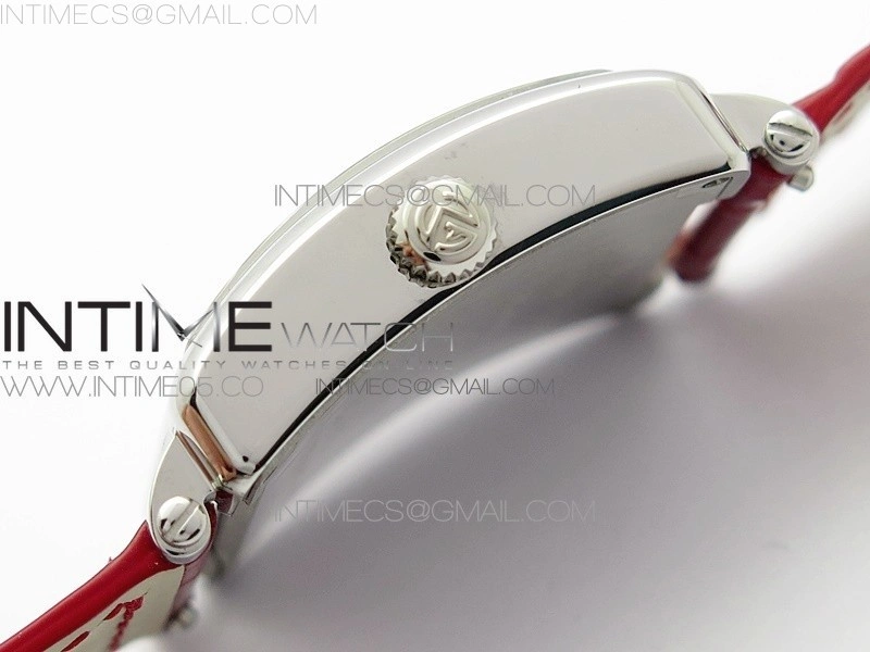 Master Square SS Ladies ZF 1:1 Best Edition White Colorful Roman Dial on Red Leather Strap Ronda Quartz