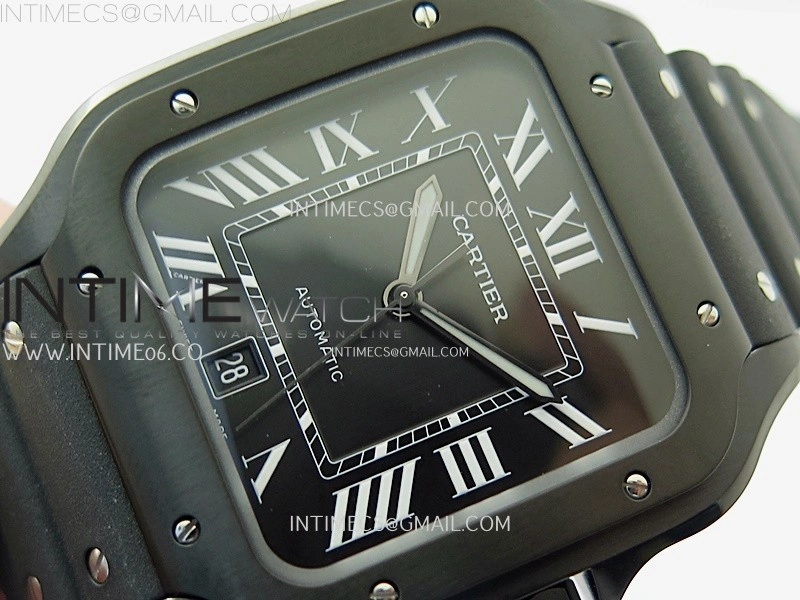 Santos de Cartier 40mm PVD BVF 1:1 Best Edition Black Dial on Rubber Strap MIYOTA 9019