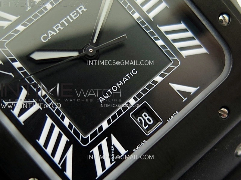 Santos de Cartier 40mm PVD BVF 1:1 Best Edition Black Dial on Rubber Strap MIYOTA 9019