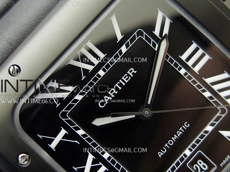 Santos de Cartier 40mm PVD BVF 1:1 Best Edition Black Dial on Rubber Strap MIYOTA 9019
