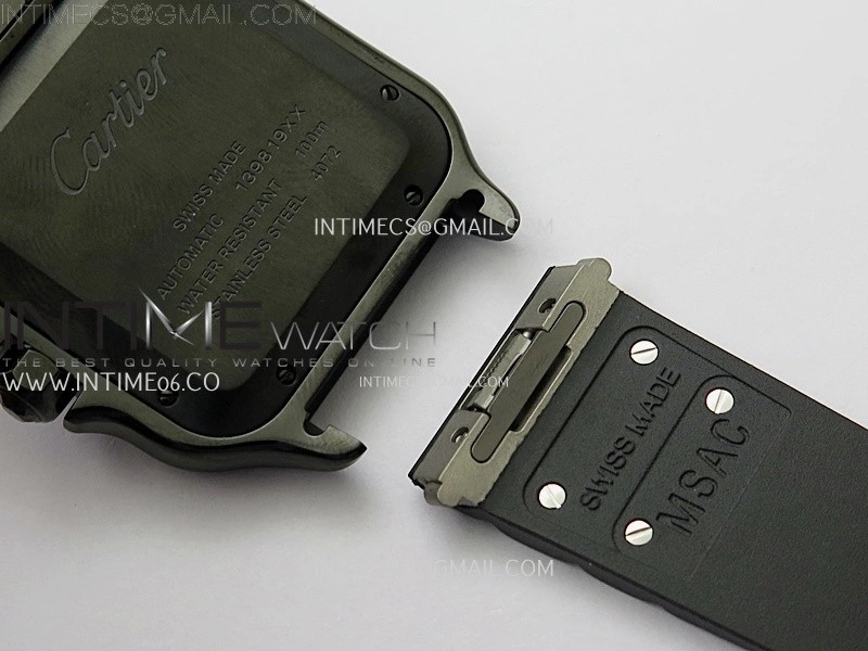 Santos de Cartier 40mm PVD BVF 1:1 Best Edition Black Dial on Rubber Strap MIYOTA 9019