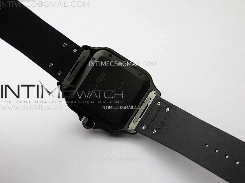 Santos de Cartier 40mm PVD BVF 1:1 Best Edition Black Dial on Rubber Strap MIYOTA 9019