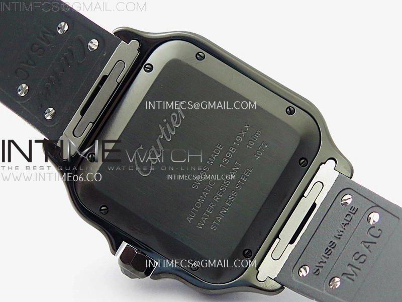 Santos de Cartier 40mm PVD BVF 1:1 Best Edition Black Dial on Rubber Strap MIYOTA 9019