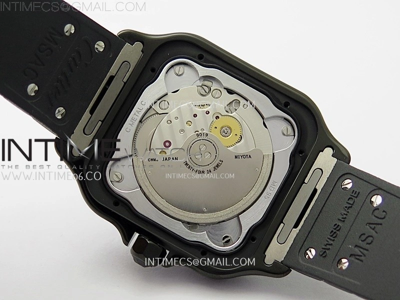 Santos de Cartier 40mm PVD BVF 1:1 Best Edition Black Dial on Rubber Strap MIYOTA 9019