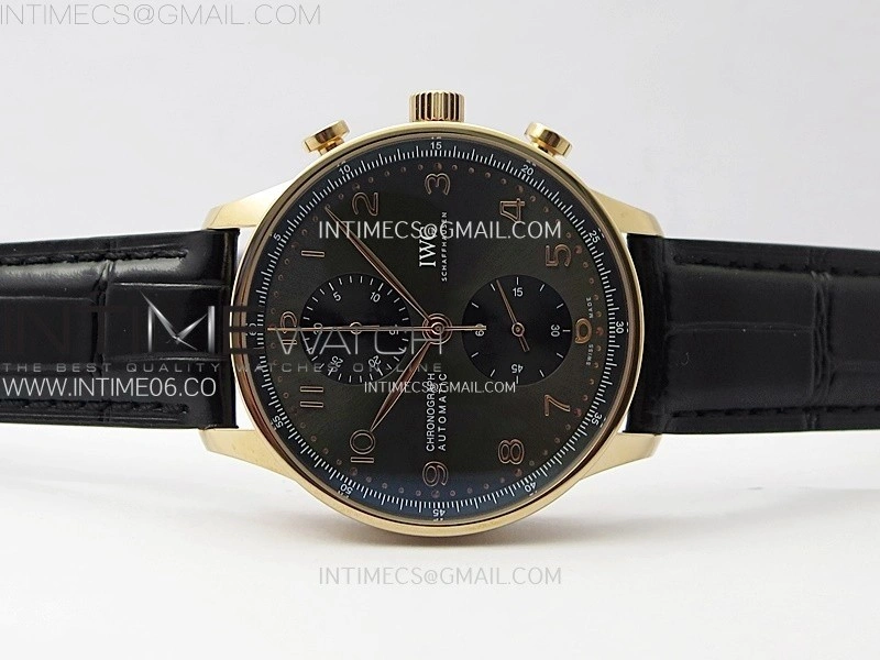 Portuguese Chrono IW371610 RG ZF 1:1 Best Edition Gray Dial on Black Leather Strap A69355