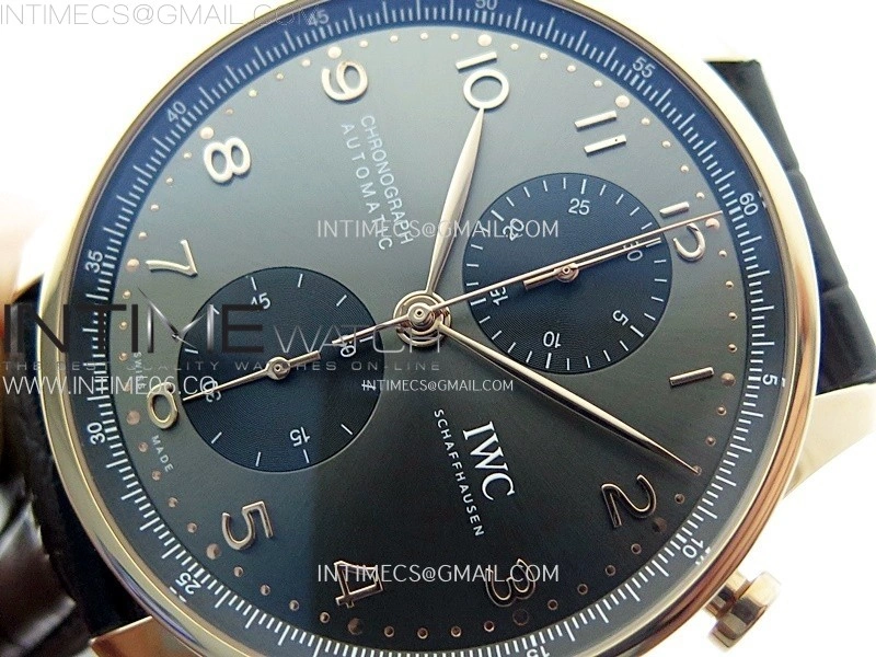 Portuguese Chrono IW371610 RG ZF 1:1 Best Edition Gray Dial on Black Leather Strap A69355